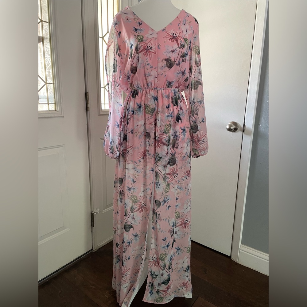 Pink and floral romper/dress.